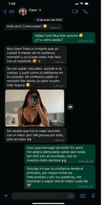 Captura de conversación de WhatsApp con una paciente del Dr. Abner Requena — testimonio 01