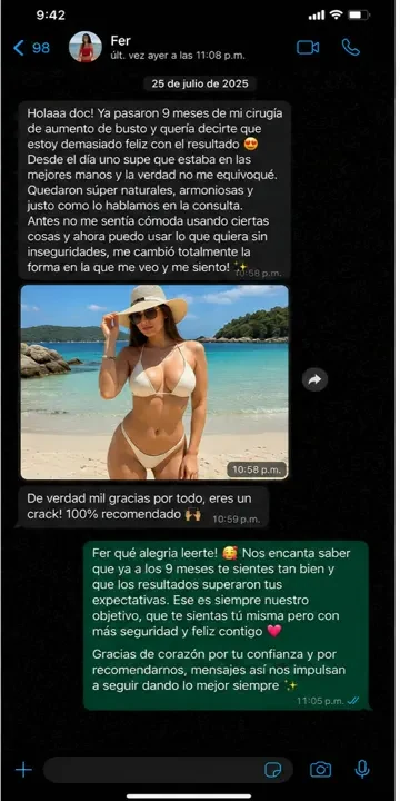 Captura de conversación de WhatsApp con una paciente del Dr. Abner Requena — testimonio 02